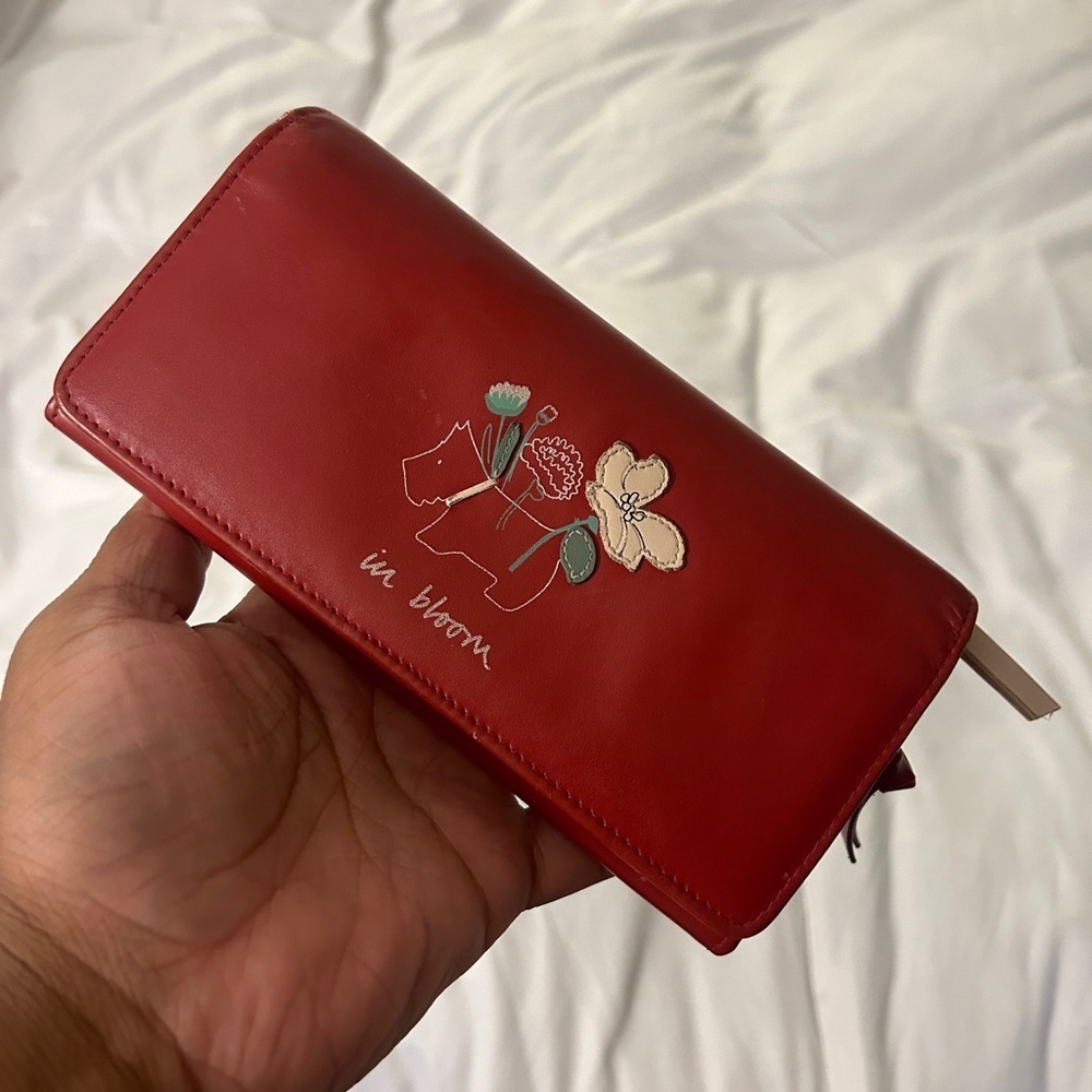 fair condition large red radley scottie dog in bloom wallet